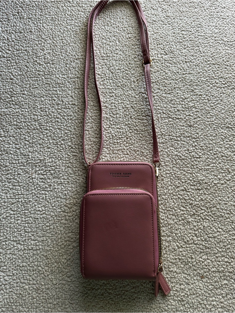 Forever Young Dusty Rose Crossbody Phone Pouch